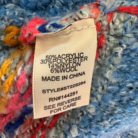 NWT Sincerely Jules boho multicolor cropped oversized sweater size XS - Picture 12 of 13